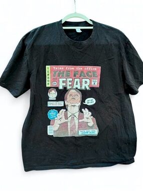 Gildan Black Short Sleeve Tee with Multicolor 'The Face of Fear' Comic Print